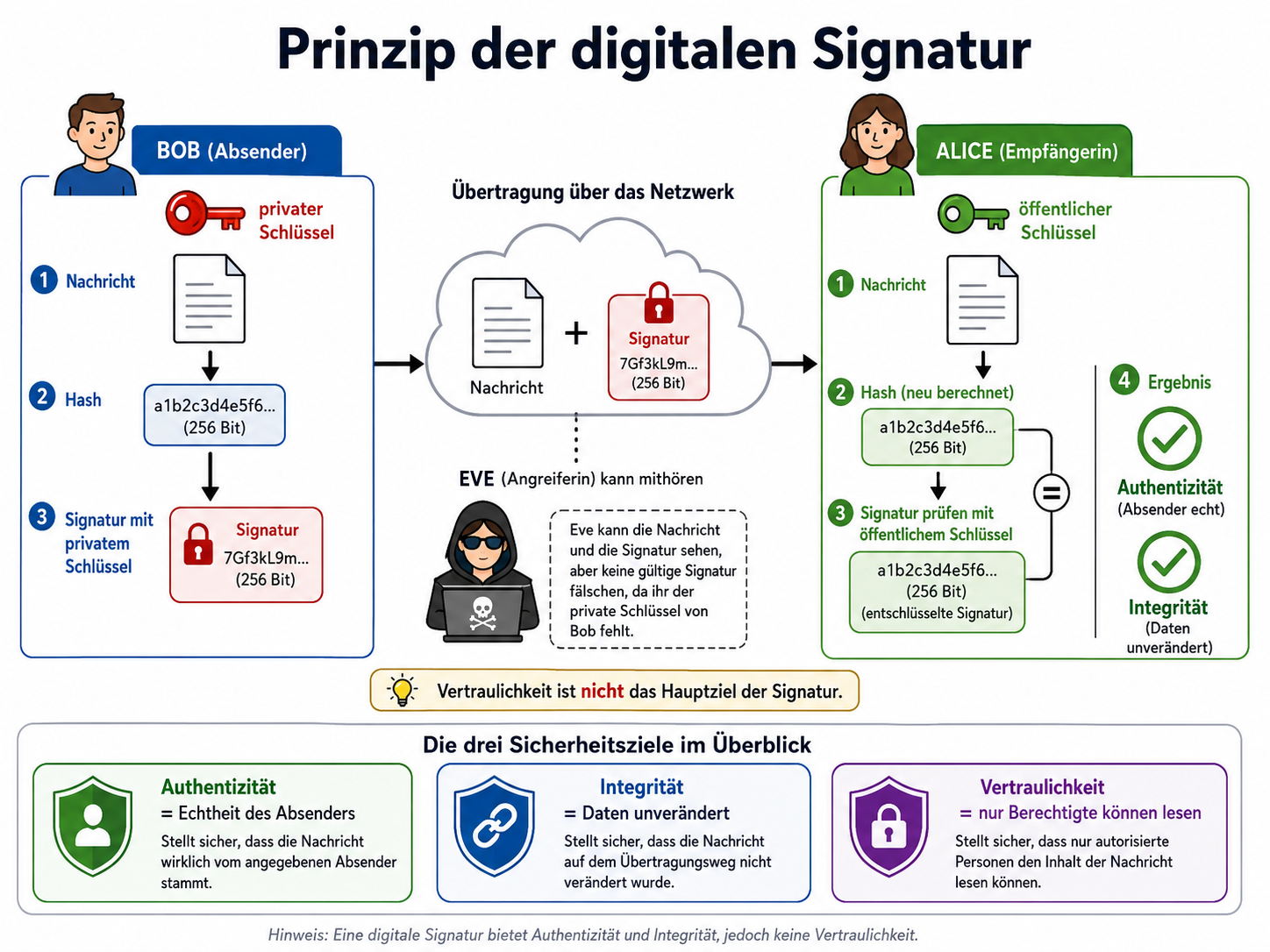 Prinzip der digitalen Signatur
